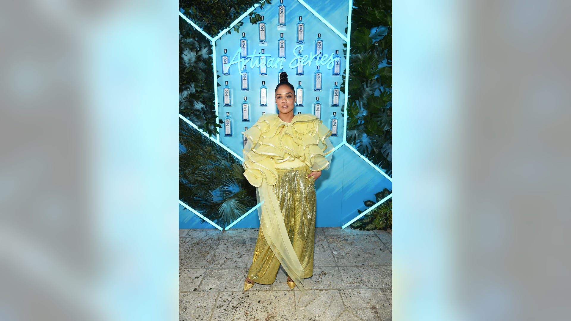Tessa Thompson hosts the 9th Annual Bombay Sapphire Artisan Series Finale in Miami Beach, Florida on December 06, 2018. 