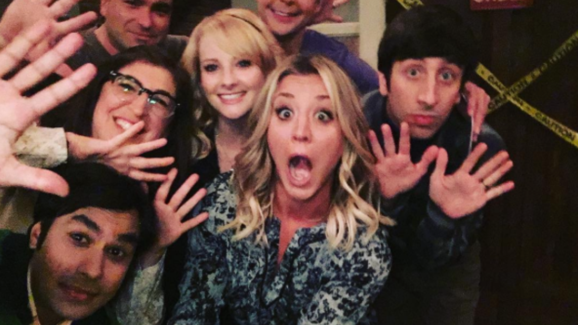 Kaley Cuoco shared a snap of the cast of the "Big Bang Theory" all together for the filming of Season 10. 