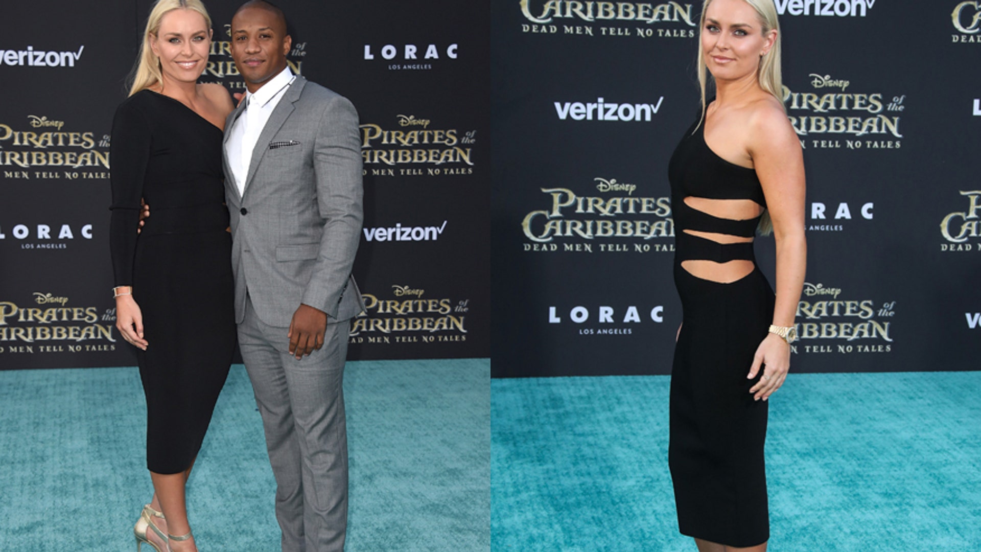 Lindsey Vonn showed off her toned bod and her new boyfriend Kenan Smith at the premiere of the new "Pirates of the Caribbean" movie. The Olympian looked stunning in a black dress with cutouts on her side.