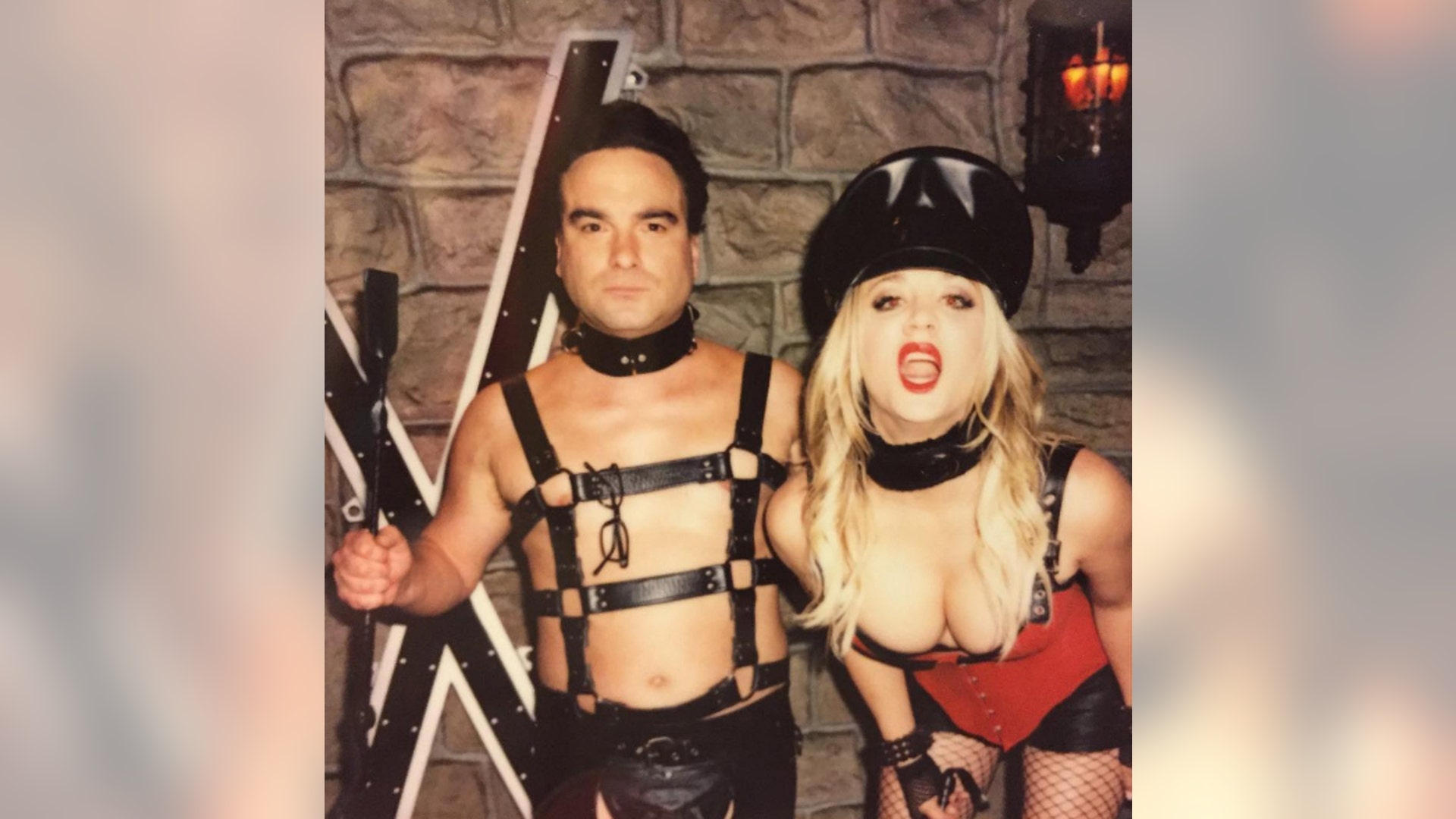 Wowza! Kaley Cuoco shared a risque snap with ex-boyfriend Johnny Galecki on Instagram. But before you get any ideas that the duo have rekindled their romance (Cuoco is dating Karl Cook), the snap is actually a behind-the-scenes look from an upcoming episode of the "Big Bang Theory." Guess we'll have to tune in to find out what the costumes are all about. Click here for more pics of Cuoco on Hollywoodlife.com.