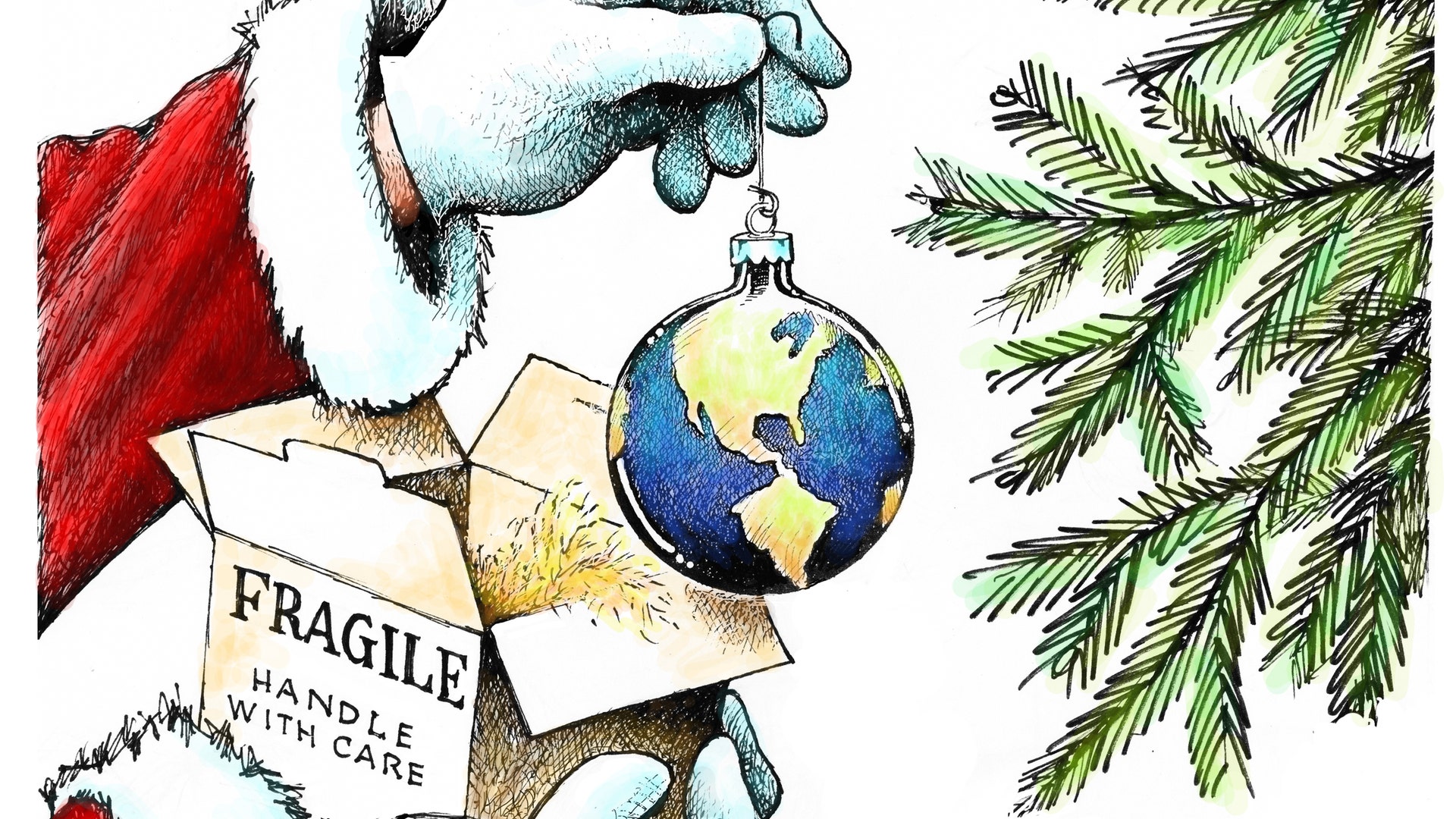 Christmas fragile globe, Dave Granlund, PoliticalCartoons.com