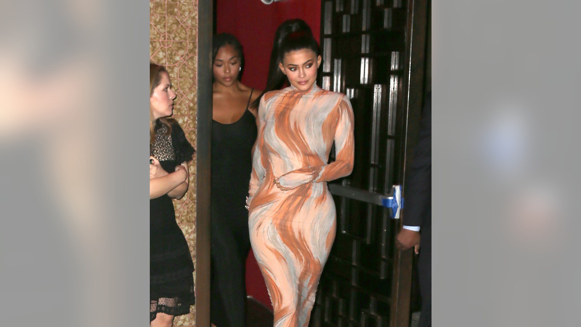 Kylie Jenner was spotted at New York City's Chinese Tuxedo wearing a dress that created the illusion that she was seemingly naked and covered in bodypaint.