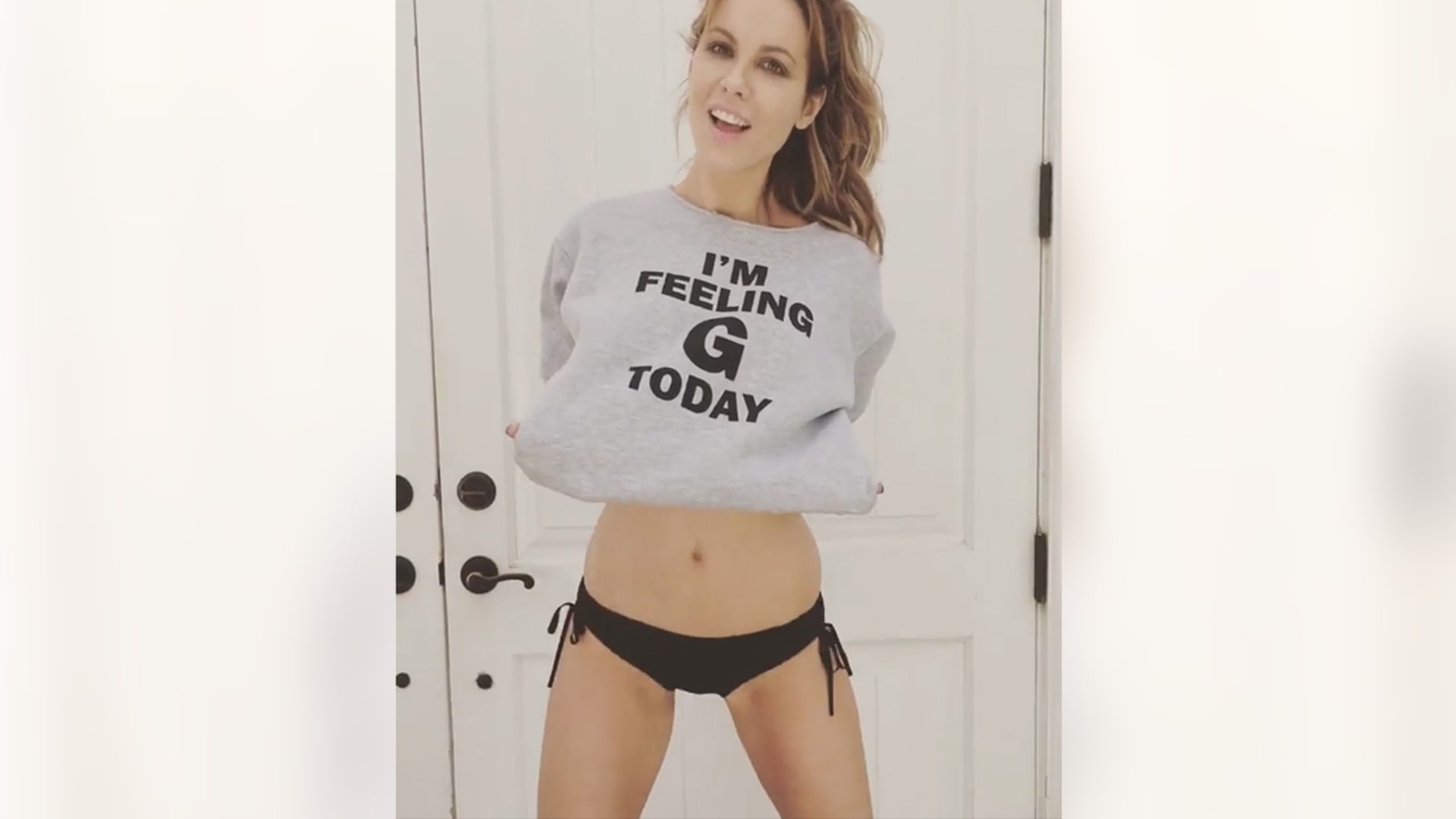 British actress Kate Beckinsale happily showed off her dancing moves on Instagram, encouraging fans to break a sweat. For more photos of Beckinsale, visit HollywoodLife.com.