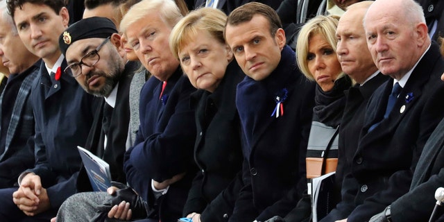 World leaders, including President Donald Trump, German Chancellor Angela Merkel and French President Emmanuel Macron, were in Paris as part of the commemorations marking the 100th anniversary of the Nov. 11, 1918, armistice, which ended World War I. (Ludovic Marin/Pool Photo via AP)