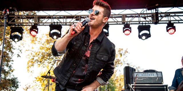 Robin Thicke performing at One Love Malibu at King Gillette Ranch.
