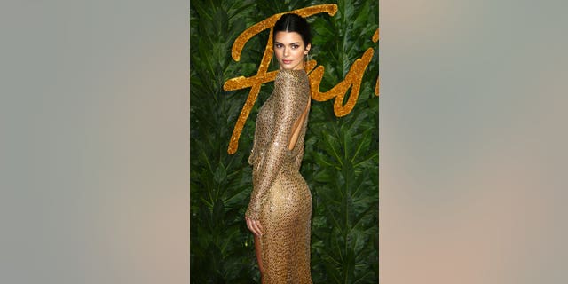 Kendall Jenner poses for photographers upon arrival at The Fashion Awards 2018.