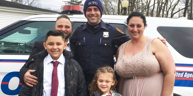 Suffolk County Police Officer Cody Matthews saved the day in more ways than one on Saturday for a couple in New York who had gotten into a car accident on the way to their wedding.