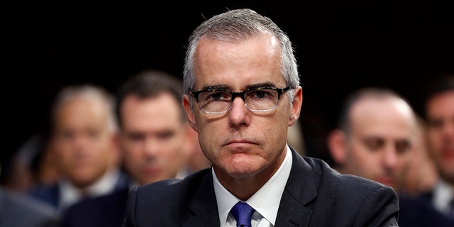 FILE - In this June 7, 2017 file photo, acting FBI Director Andrew McCabe appears before a Senate Intelligence Committee hearing about the Foreign Intelligence Surveillance Act on Capitol Hill in Washington. (AP Photo/Alex Brandon, File)