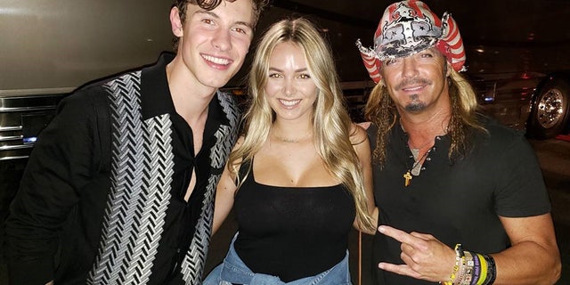 Bret Michaels and his daughter Raine were photographed with singer Shawn Mendes at the CMT Crossroads taping in Nashville.