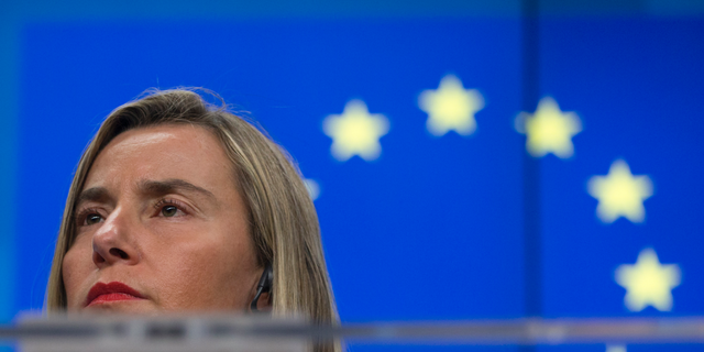 European Union foreign policy chief Federica Mogherini pauses before answering questions during a media conference at the European Council building in Brussels, Monday, Dec. 17, 2018. (AP Photo/Virginia Mayo)