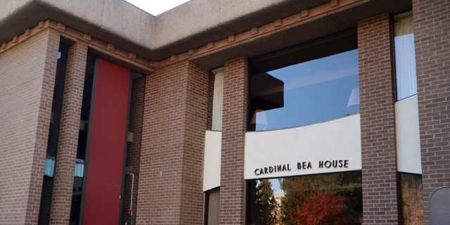 This Oct. 22, 2018 photo shows the Cardinal Bea House on the campus of Gonzaga University in Spokane, Wash. Cardinal Bea House played host to at least 20 Jesuit priests accused of sexual abuse. (Emily Swing/Reveal via AP)