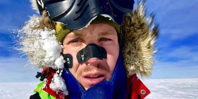 This Dec. 9, 2018, selfie provided by Colin O'Brady, of Portland., Ore., shows himself in Antarctica. He has become the first person to traverse Antarctica alone without any assistance. O'Brady finished the 932-mile (1,500-kilometer) journey across the continent in 54 days, lugging his supplies on a sled as he skied in bone-chilling temperatures. (Colin O'Brady via AP)