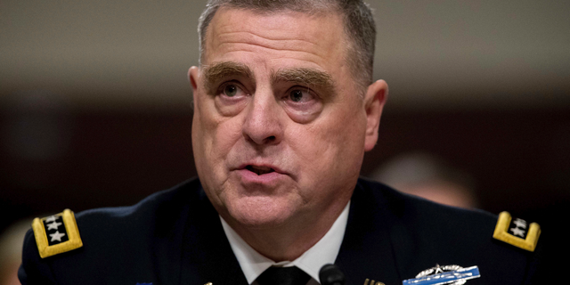 FILE - In this May 25, 2017 file photo, Army Chief of Staff Gen. Mark Milley listens to a question while testifying on Capitol Hill in Washington, before a Senate Armed Services Committee hearing on the Army's fiscal 2018 budget. President Donald Trump will tap Gen. Mark Milley as his next top military adviser, choosing a battle-hardened commander who has served as chief of the Army for the last three years, U.S. officials said Friday. (AP Photo/Andrew Harnik)
