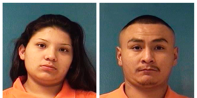 This combination of Saturday, Dec. 8, 2018 booking photos providing by McKinley County Adult Detention Center shows Shayanne Nelson, left, and Tyrell Bitsilly, right. Nelson's 8-month-old girl is fighting for her life after police say her 3-year-old brother accidentally shot her in the face Saturday in a Gallup, N.M., motel room while Nelson and her boyfriend Bitsilly were in a shower. Nelson and Bitsilly face child abuse charges. (McKinley County Adult Detention Center via AP)