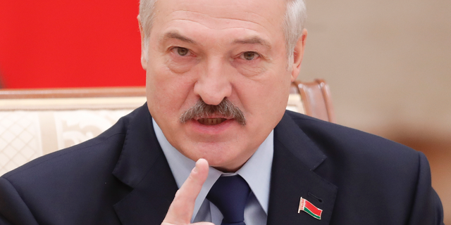 Belarusian President Alexander Lukashenko speaks during a news conference in Minsk, Belarus, Friday, Dec. 14, 2018. (Vasily Fedosenko/Pool Photo via AP)