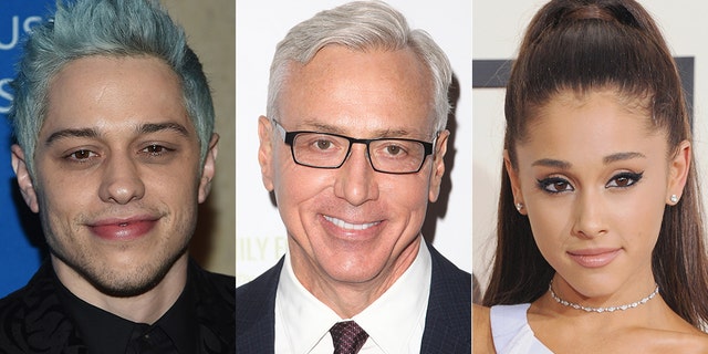 Dr. Drew, center, warned comedian Pete Davidson, left, to avoid any contact with his ex-fiancée singer Ariana Grande.<br>