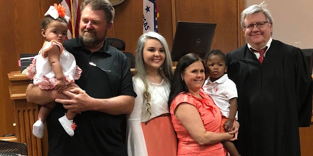 Michael and Terri Hawthorn adopted siblings Haizlee, 1, and Korgen, 3, in April.