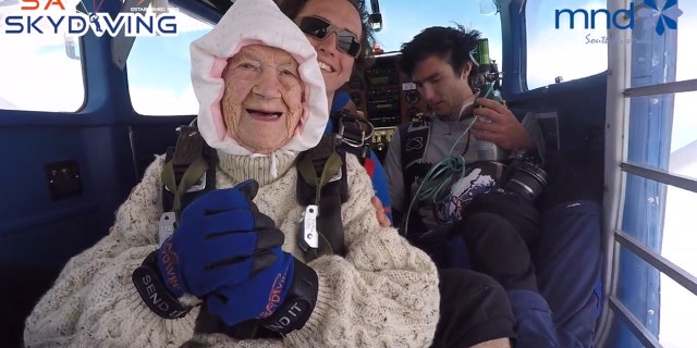 An Australian woman became the oldest person to skydive, at 102 years of age.