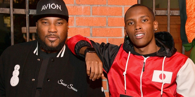 Jadarius Jenkins, right, son of rapper Jeezy, left, reportedly suffered a knife wound to the face during an altercation in Georgia.