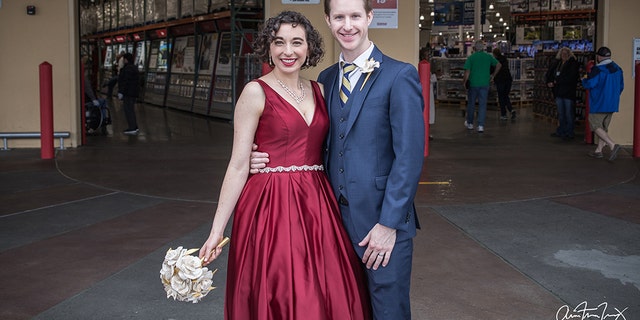 The lovebirds got hitched on the date of their three-year anniversary.