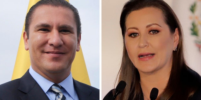 Rafael Moreno Valle, left, and Puebla Gov. Martha Erika Alonso