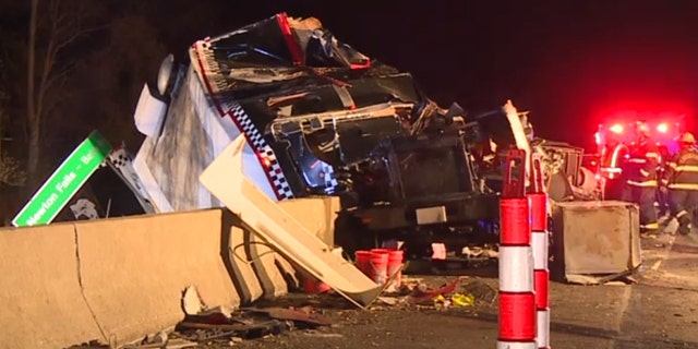 Two men were spared from what could've been a deadly highway overpass wreck.