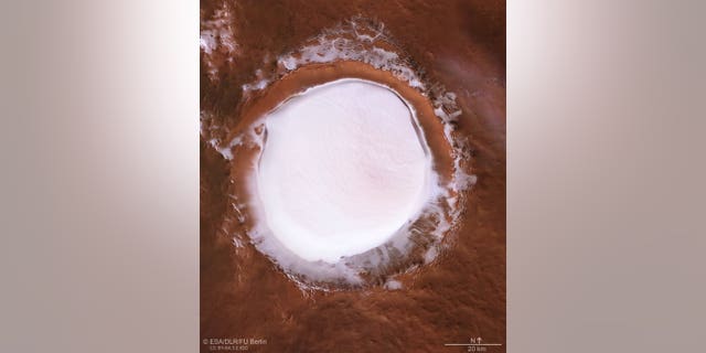 A view of the ice-filled Korolev crater on Mars.