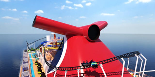 The coaster, named BOLT, will be the first roller coaster at sea. It will encircle the upper decks and offer views from 187 feet above the water line.