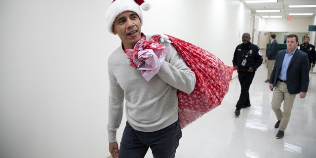 Included among the gifts Obama was toting: sparkly nail polish and remote-control cars, The Washington Post reported.