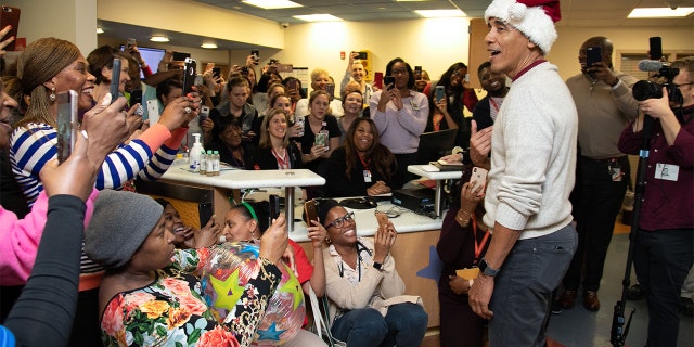 Former President Barack Obama visited Children’s National hospital in Washington, D.C., on Wednesday.