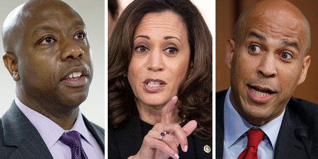 Sens. Tim Scott, R-S.C.; Kamala Harris, D-Calif.; and Cory Booker, D-N.Y.