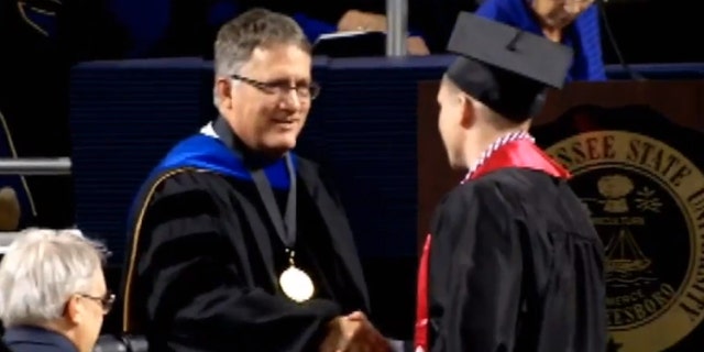 Jay Strobino walked across the stage on Saturday after graduating from Middle Tennessee State University.