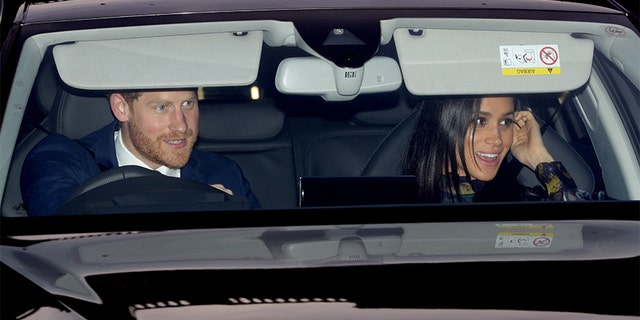 The Duke and Duchess of Sussex leaving the Queen's Christmas lunch at Buckingham Palace, London.