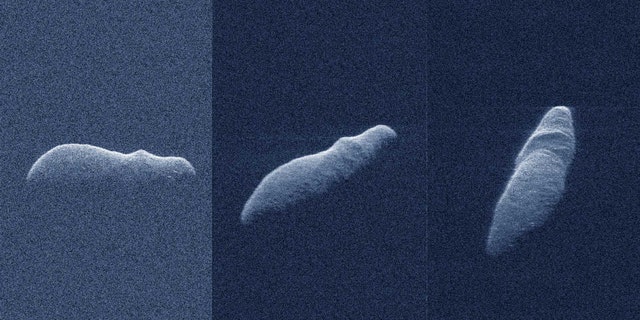 These three radar images of near-Earth asteroid 2003 SD220 were obtained on December 15-17, 2018.