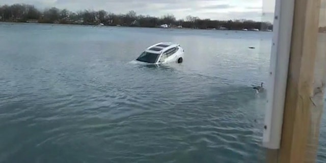 The car was spotted in the Detroit River in Trenton, Mich., located about 17 miles south of downtown Detroit.