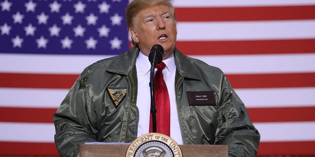 President Trump delivers remarks to U.S. troops in Iraq Wednesday. REUTERS/Jonathan Ernst
