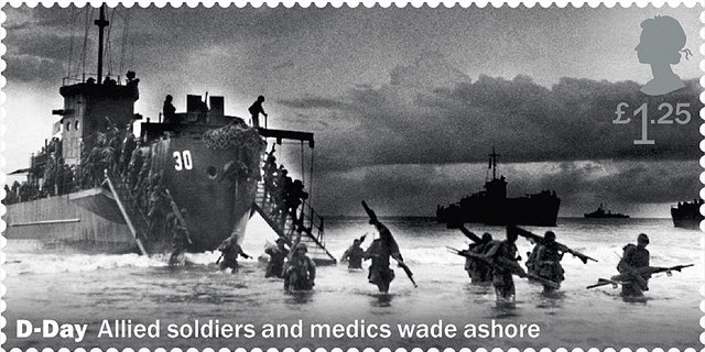 Britain's postal service issued a D-Day commemorative stamp that showed U.S. troops landing in what was Dutch New Guinea--8,500 miles from France.