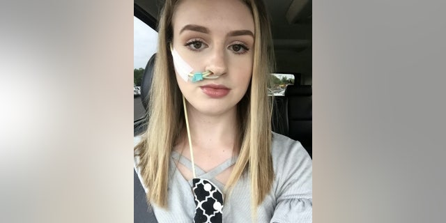 Hannah's doctors made the decision to insert a temporary tube which bypasses her stomach and inserts nutrition directly into her small intestine through a tube in her nose.