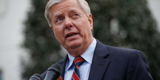 Dec. 30: Sen. Lindsey Graham speaks to members of the media outside the West Wing after his meeting with President Trump.