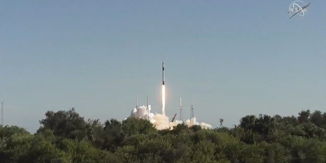 A SpaceX Dragon spacecraft launches to the International Space Station at 1:16 p.m. EST Dec. 5, 2018, on a Falcon 9 rocket from Space Launch Complex 40 at Cape Canaveral Air Force Station in Florida. (Credit: NASA Television)