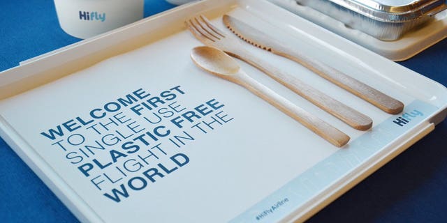 The airline will be replacing plastic containers with natural bamboo cutlery and compostable containers, among other innovations. Three more test runs will follow.