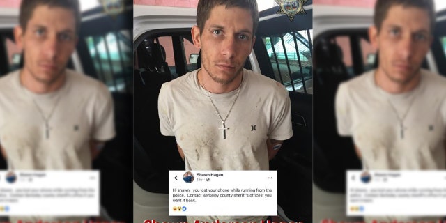 South Carolina deputies left a message for Shawn Hagan on his Facebook page after he dropped his phone during a foot chase Friday.