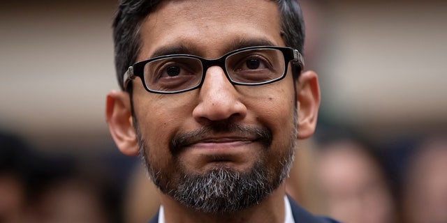 Google CEO Sundar Pichai is seen above. A group of the tech giant's employees is not happy with the company's relationships with the police.