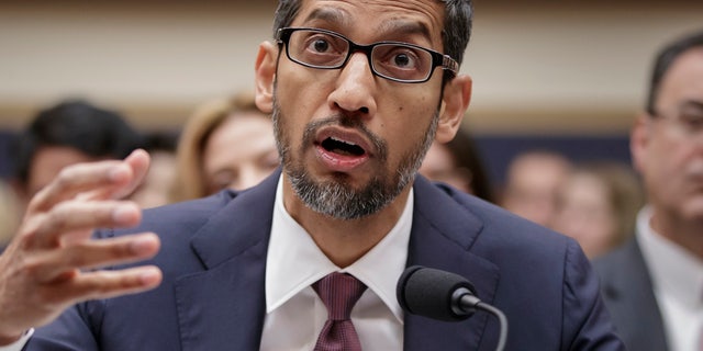 Google CEO Sundar Pichai appears before the House Judiciary Committee in December 2018.