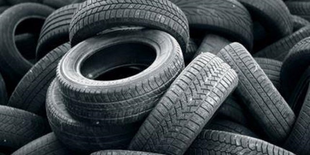 FILE: A stockpile of tires. A Houston woman's car windshield was smashed when a tire flew and hit her vehicle on Thursday morning.