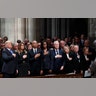 President Donald Trump, first lady Melania Trump, former President Barack Obama, former first lady Michelle Obama, former President Bill Clinton, former Secretary of State Hillary Clinton, and former President Jimmy Carter and former first lady Rosalynn Carter participate in the State Funeral for former President George H.W. Bush, at the National Cathedral in Washington, Dec. 5, 2018. (AP Photo/Alex Brandon, Pool)