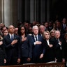 President Donald Trump, first lady Melania Trump, former President Barack Obama, former first lady Michelle Obama, former President Bill Clinton, former Secretary of State Hillary Clinton, and former President Jimmy Carter and former first lady Rosalynn Carter participate in the State Funeral for former President George H.W. Bush, at the National Cathedral in Washington, Dec. 5, 2018. (AP Photo/Alex Brandon, Pool)