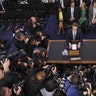 Facebook CEO Mark Zuckerberg takes his seat to testify before a joint hearing of the Commerce and Judiciary Committees on Capitol Hill in Washington, April 10, 2018.