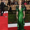 Ariel Winter (left) looked like a golden goddess at the 2017 SAG Awards in her semi-sheer lace gown. Meanwhile, Nicole Kidman (right) seriously missed the mark in her green dress that resembled a peacock.