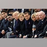 World leaders, from left, Canadian Prime Minister Justin Trudeau, Morocco's Prince Moulay Hassan, Moroccan King Mohammed VI, U.S. President Donald Trump, German Chancellor Angela Merkel, French President Emmanuel Macron and his wife Brigitte Macron, Russian President Vladimir Putin and Australian Governor-General Peter Cosgrove attend a ceremony at the Arc de Triomphe as part of the commemorations marking the 100th anniversary of the November 11, 1918, armistice, which ended World War I in Paris November 11, 2018. 